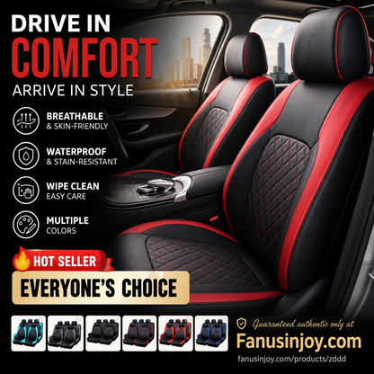 🎉 2026 Sale — 🔥Over 50,000 Sold 🚗 9-Piece Quilted Faux Leather Seat Covers – Car Interior Accessory ⏰