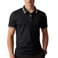 📢📢50% OFF !! ⏰Men Fashion Contrast Lapel Quick Drying Short Sleeve T-Shirt