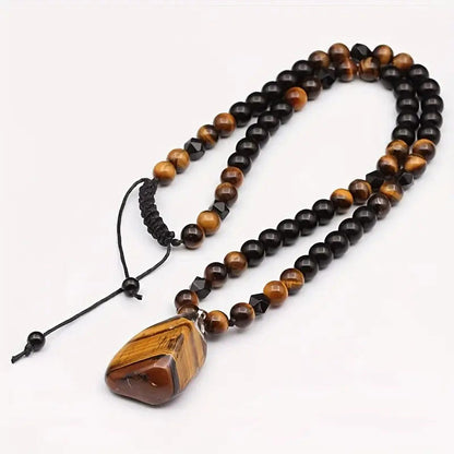 🦁Men's Natural Tiger's‑Eye Beaded Necklace‑Stylish Energy Healing Stone Jewelry for Daily & Gift‑Giving