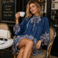 Women Vintage Floral High Neck Cape Dress