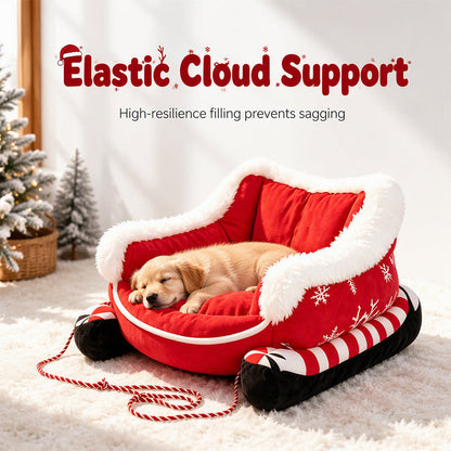 ⏳Time-Limited Special⏰Christmas Sleigh Pet Bed with Removable Cushion