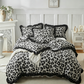 🐆🛏️Leopard-Print Ruffled-Trim Duvet Cover Set | Soft Polyester Fabric, 1 Duvet Cover + 2 Pillowcases🖤