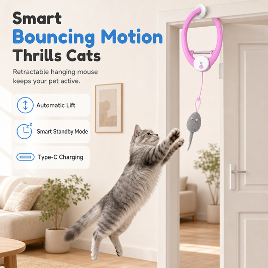🎁2026 New Arrivals 50% OFF💥Automatic Hanging Cat Toy — Electric Bouncing Mouse, Door Clip Mount