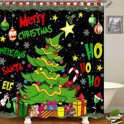 Waterproof Christmas Shower Curtain Set