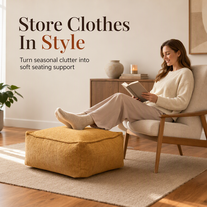 ⏳Time-Limited Special⏰Storage Stool Cover: Fill with Clothes, 100kg Support, Wide Zipper, Washable, 45x45x23cm